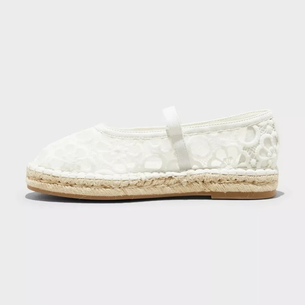 Women's‎ Celia Floral Lace Espadrille Flats White Size 6.5 New With Tags